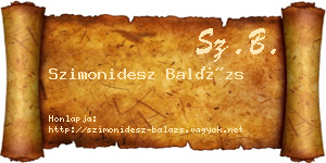 Szimonidesz Balázs névjegykártya